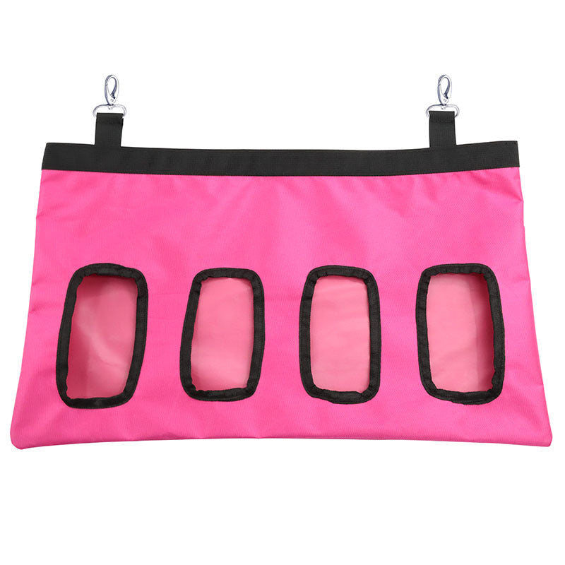 Rose red hay feeder bag, 4 holes
