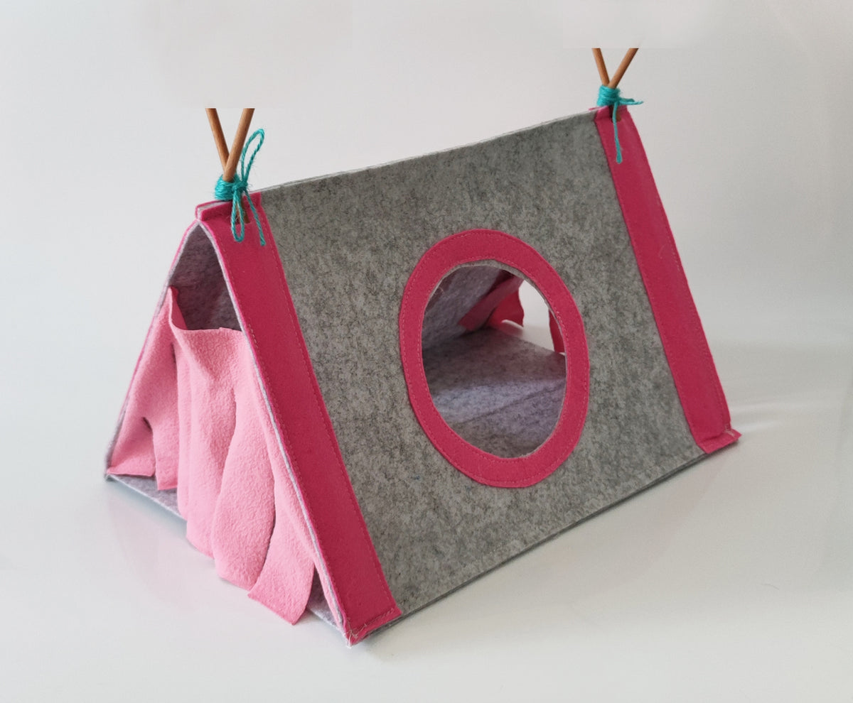 Felt tent with pink trim