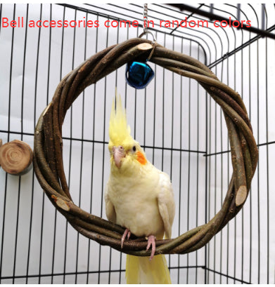 Apple-wood ring hanging in a cage