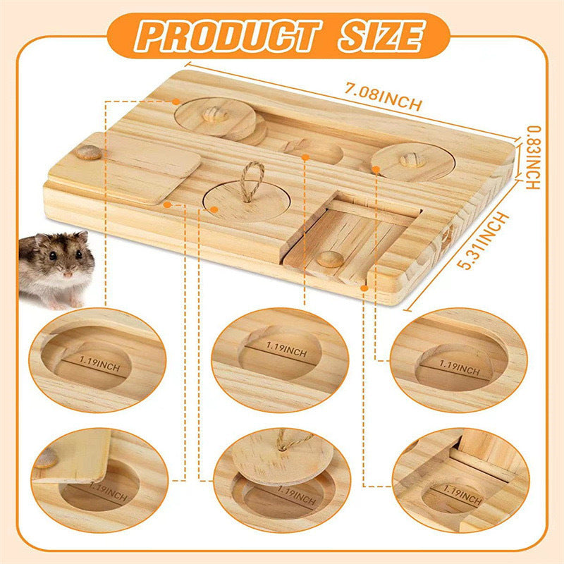 Wooden Treat-Hunt Foraging Board for Hamsters