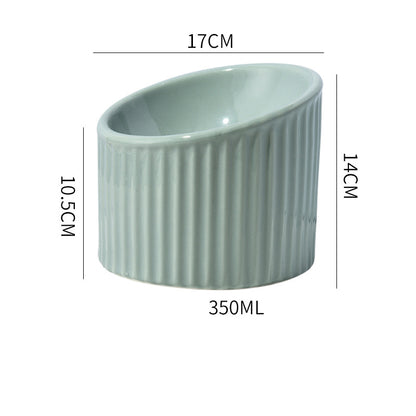 Elevated Tilted Ceramic Cat Bowl