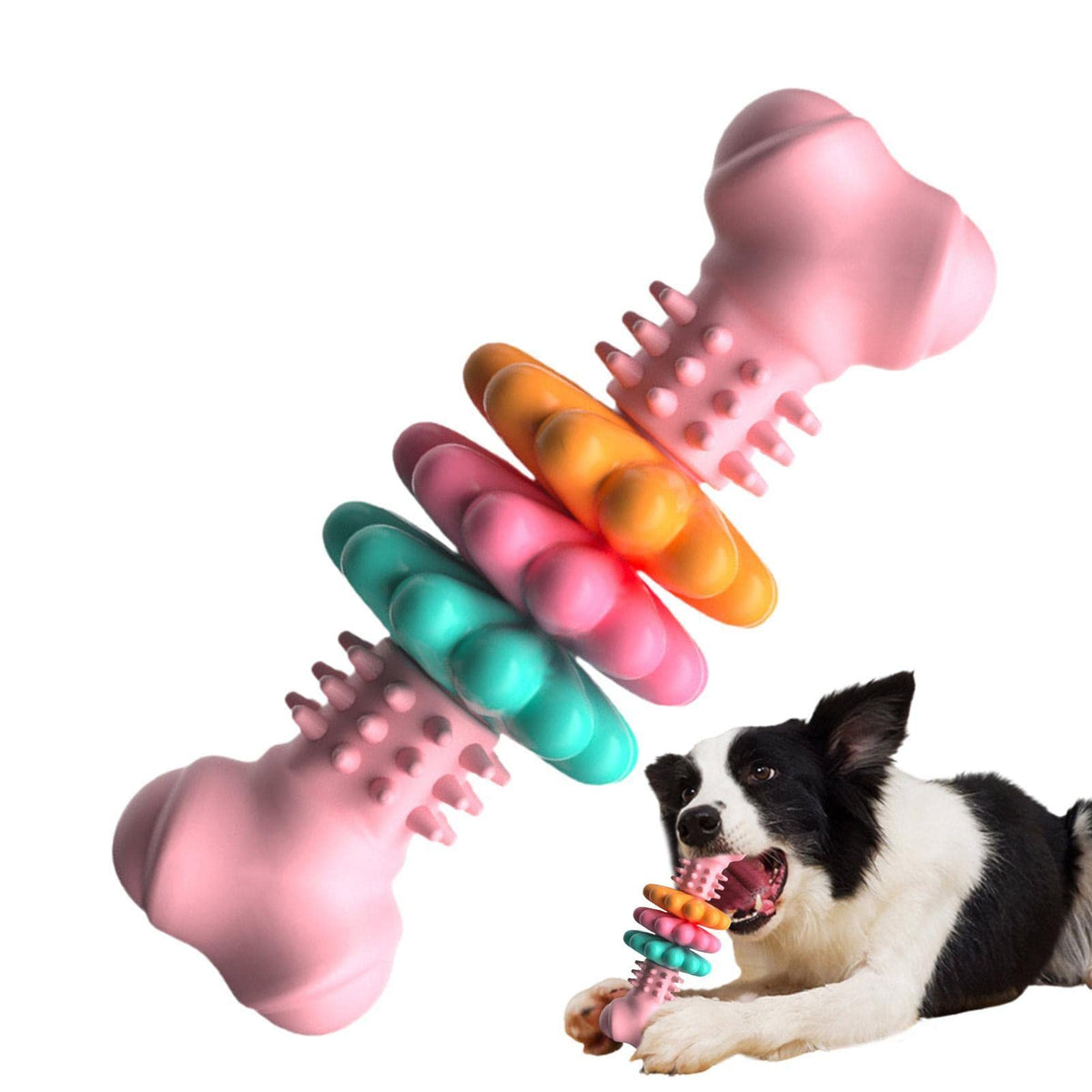 TPR Chew Bone with Spinning Rings