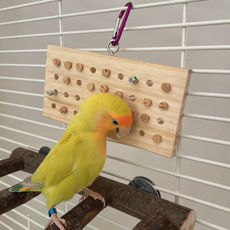 Wooden Cork-Plug Foraging Board for Parrots
