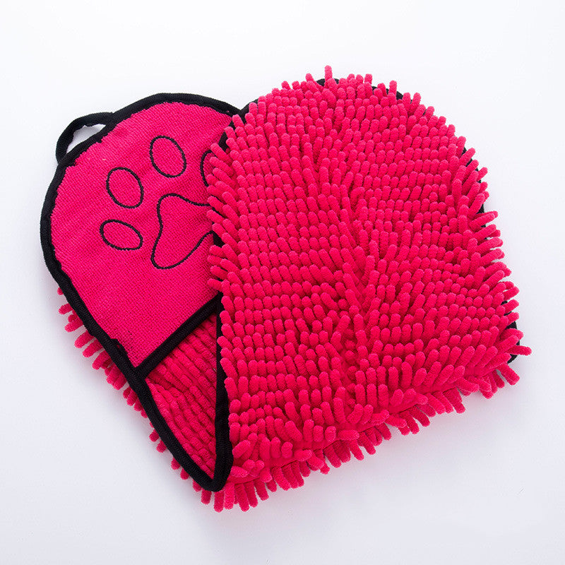Chenille towel, rose red