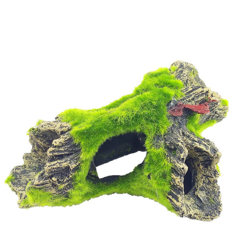 Flocked driftwood in an aquarium