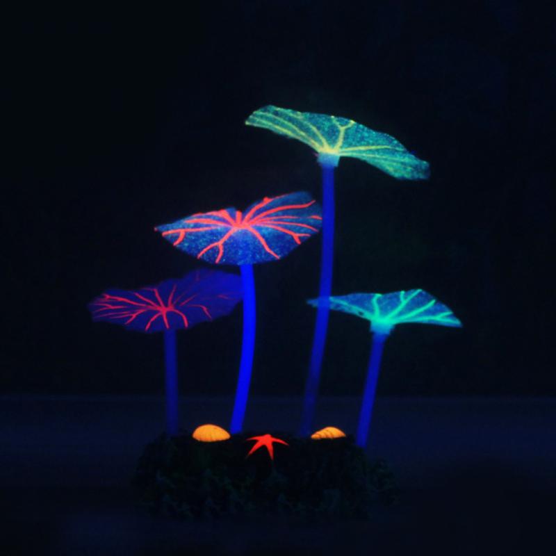 Fluorescent Lotus Leaf Aquarium Ornament