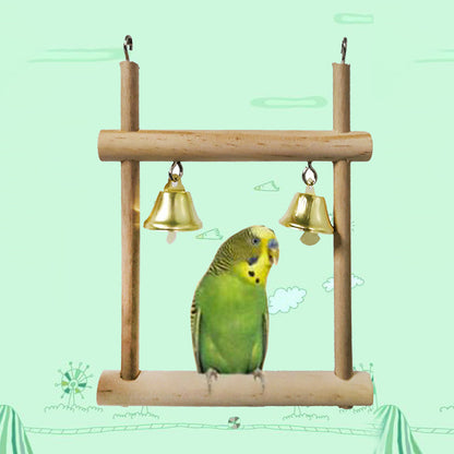 Natural Wood Bird Swing with Bells