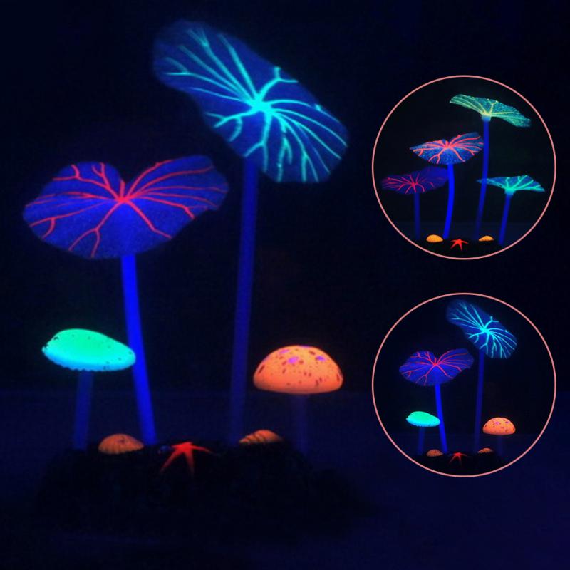 Fluorescent Lotus Leaf Aquarium Ornament