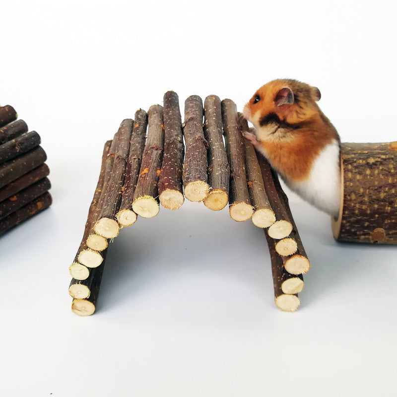Apple-Wood Arch Bridge for Small Pets — 3 Sizes