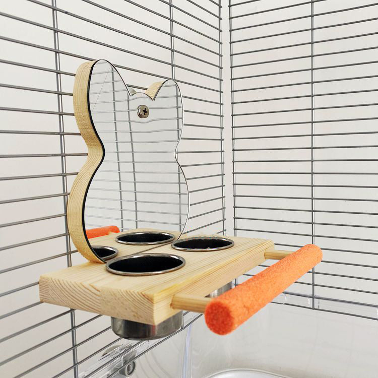 Perch mounted in a cage