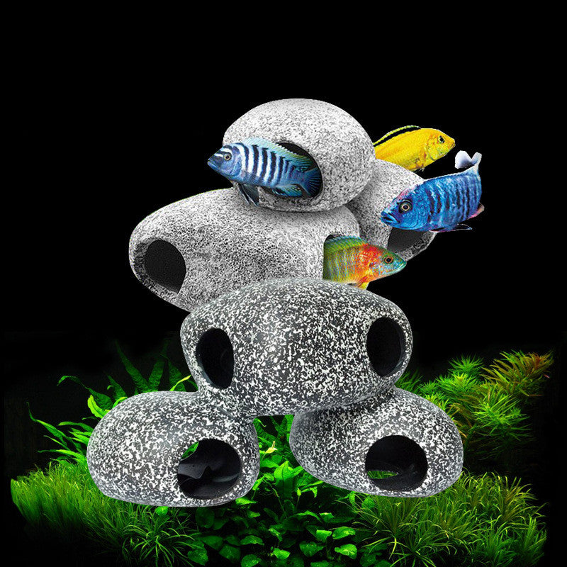 Ceramic Cichlid Stone Cave — 3 Sizes