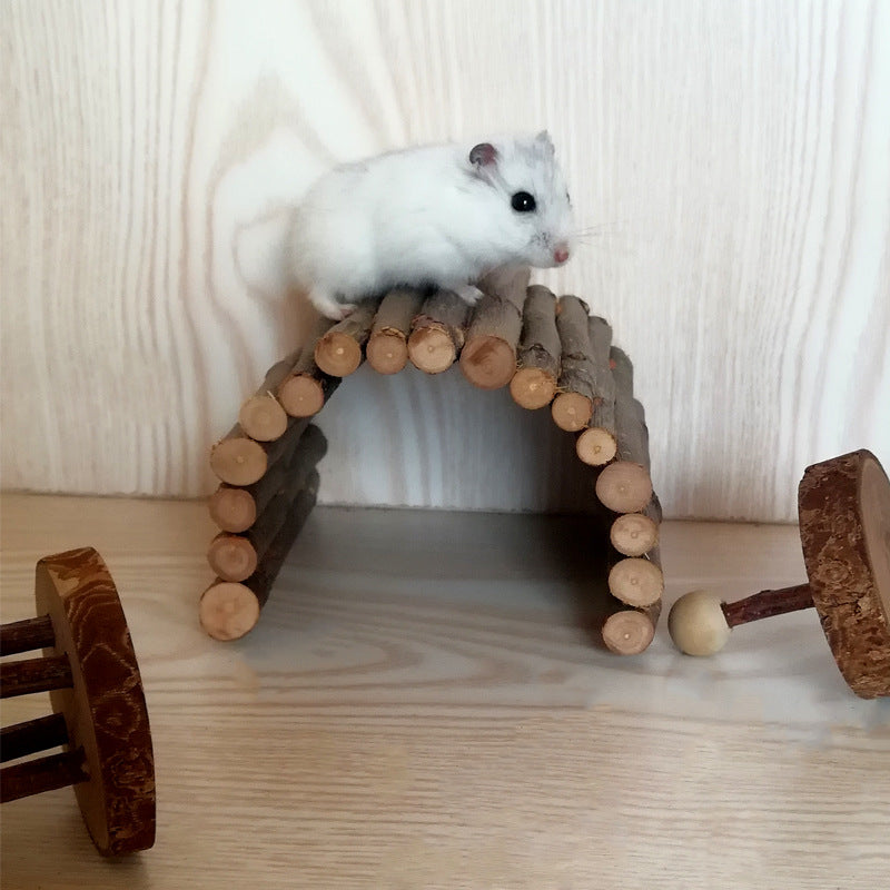 Apple-Wood Arch Bridge for Small Pets — 3 Sizes