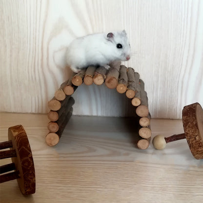 Apple-Wood Arch Bridge for Small Pets — 3 Sizes