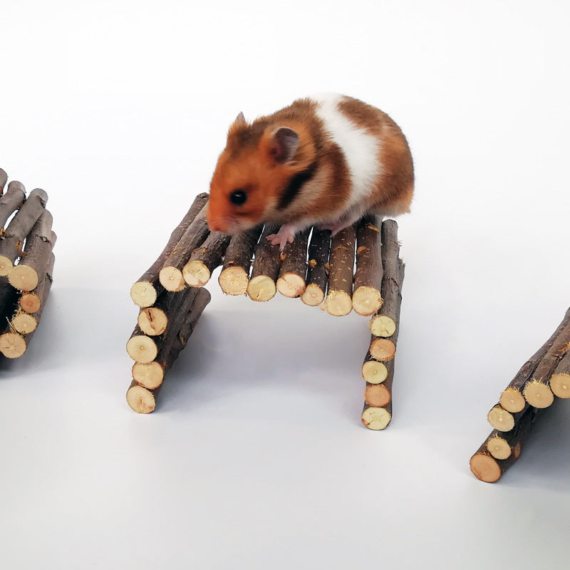 Apple-Wood Arch Bridge for Small Pets — 3 Sizes