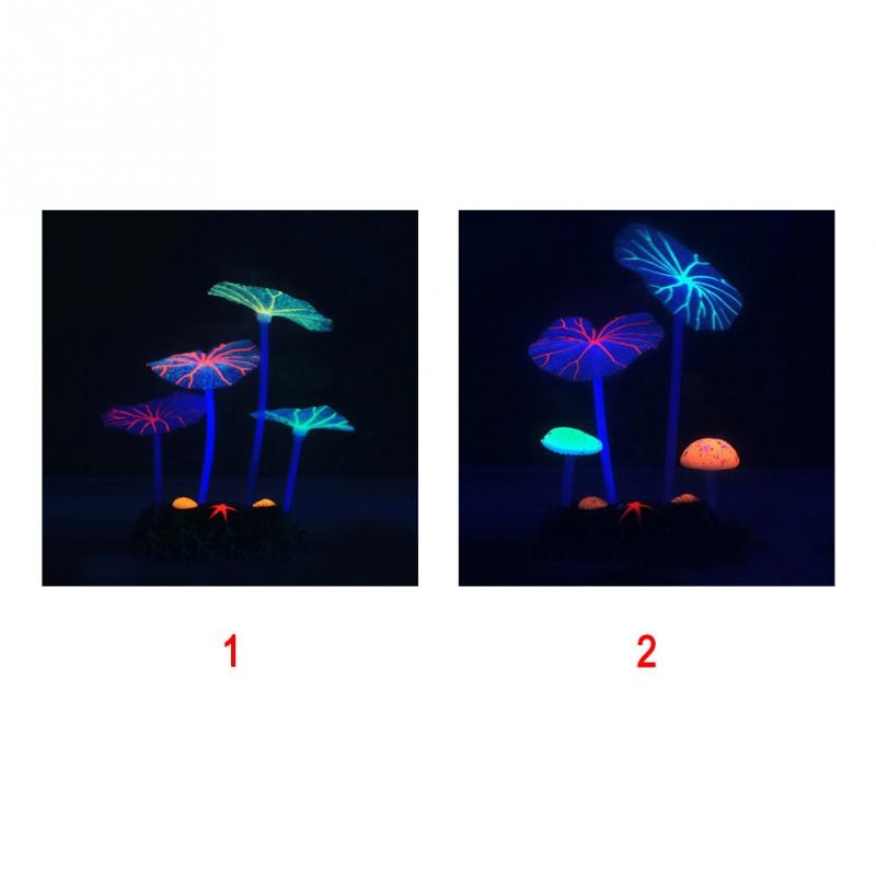 Fluorescent Lotus Leaf Aquarium Ornament