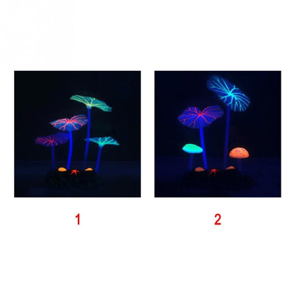 Fluorescent Lotus Leaf Aquarium Ornament