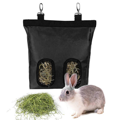 Black hay feeder bag, 2 holes