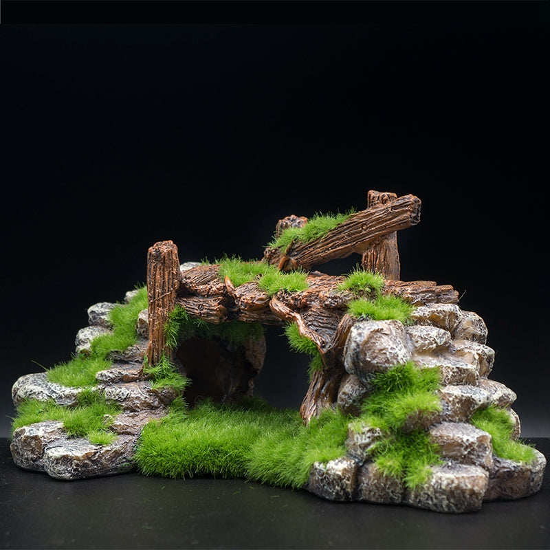 Moss rock cave hideout for aquariums