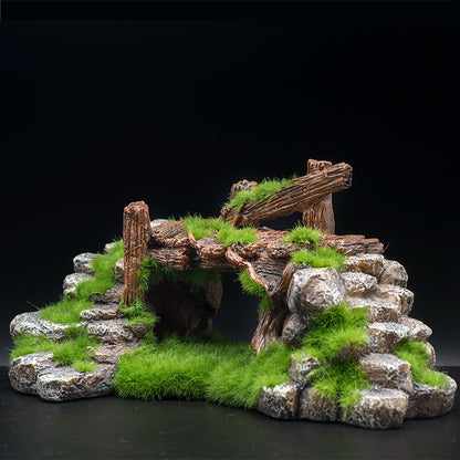 Moss rock cave hideout for aquariums
