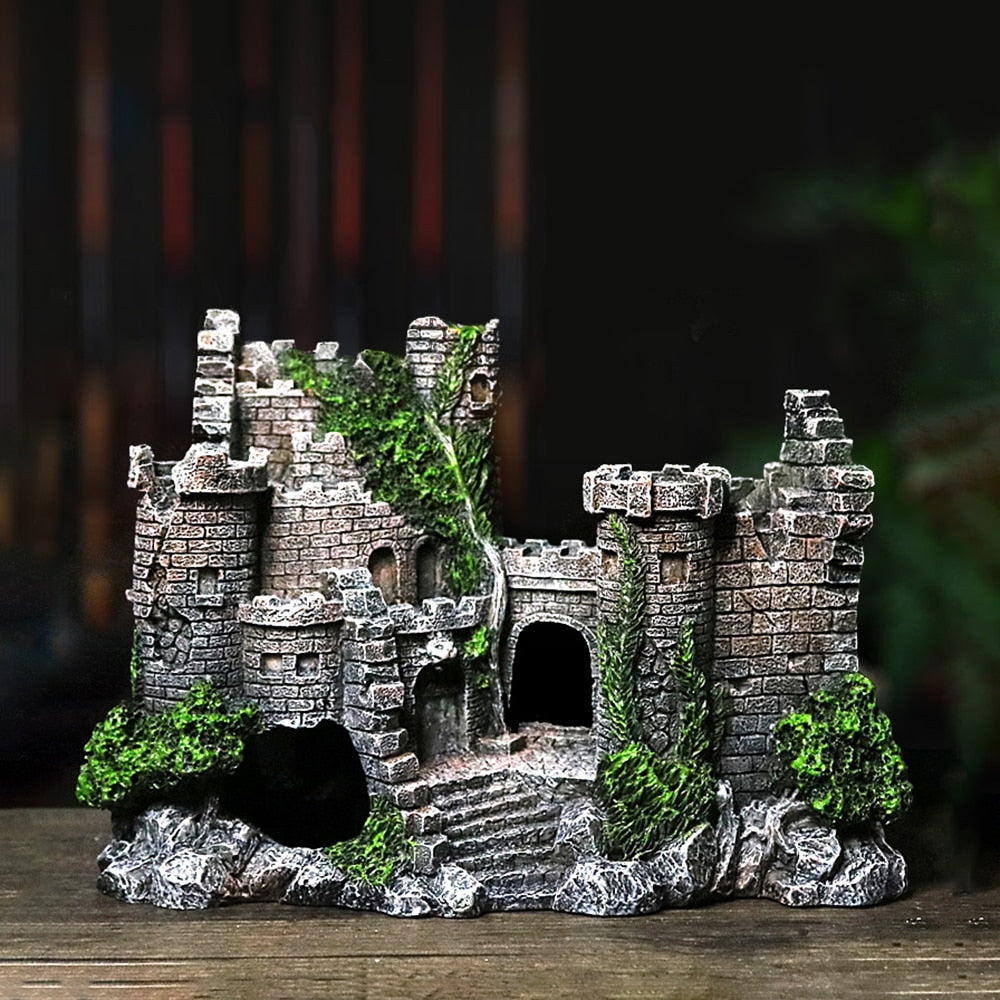 Resin castle aquarium ornament