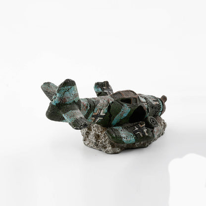 Airplane Wreck Aquarium Ornament — 8 cm