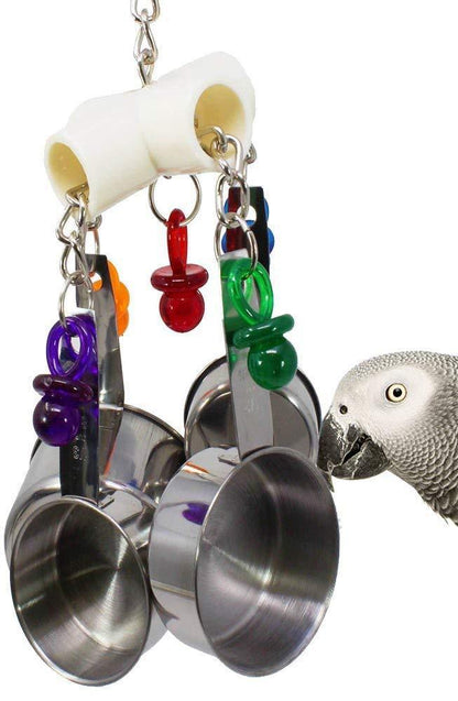 Stainless Steel Foraging Cup Toy for Parrots