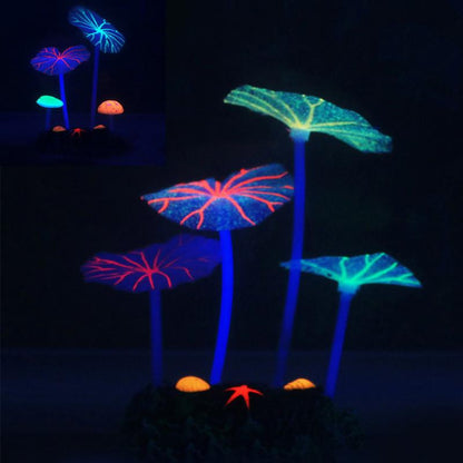 Fluorescent Lotus Leaf Aquarium Ornament