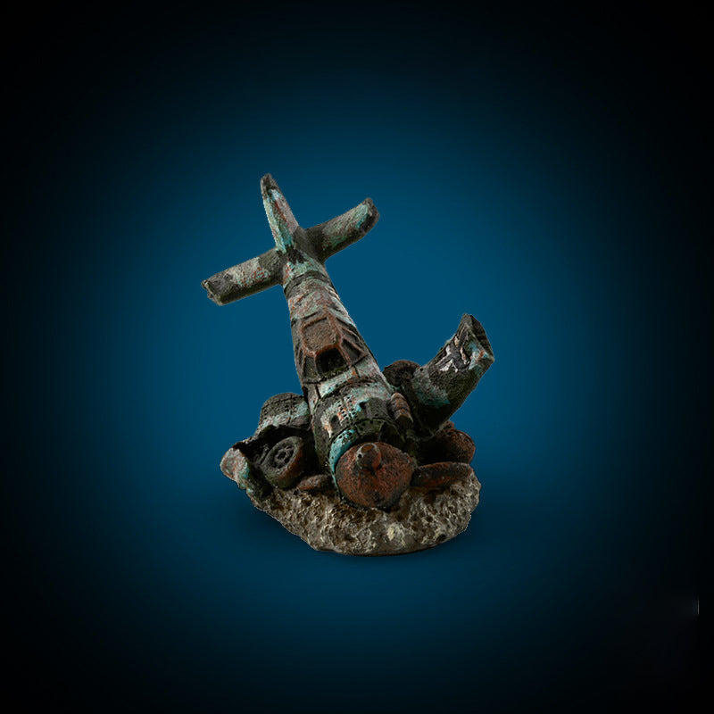 Airplane Wreck Aquarium Ornament — 8 cm