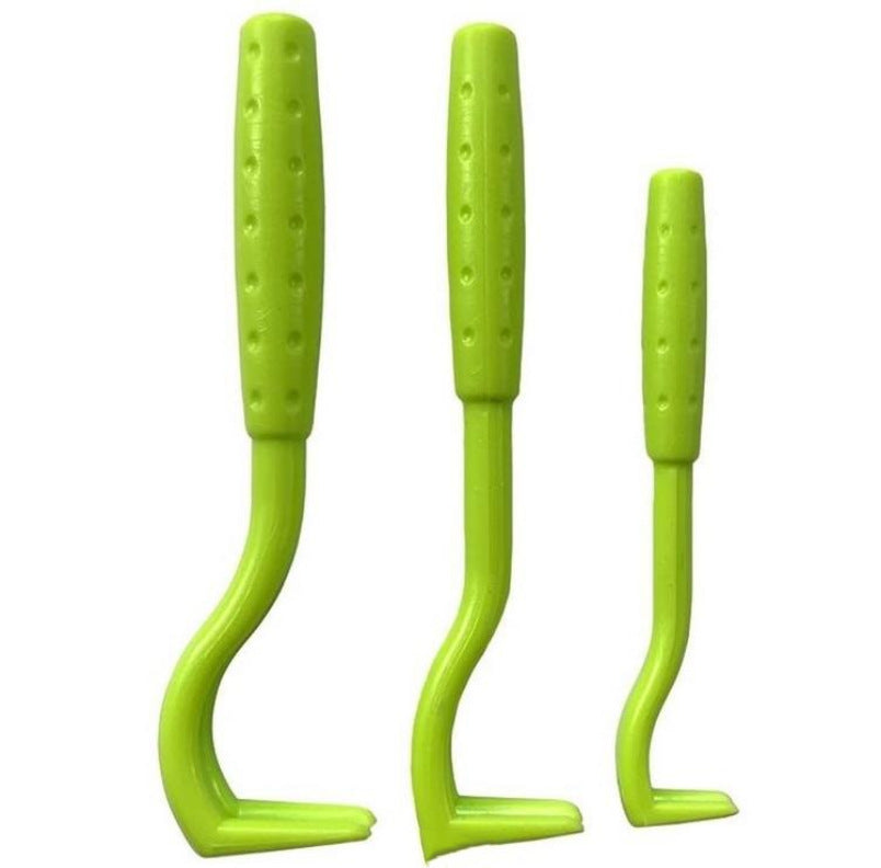 Three tick hooks, green