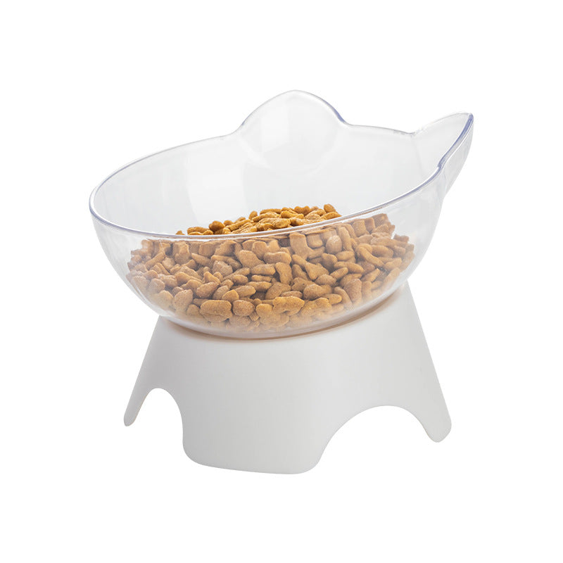 Raised tilted cat bowl with food