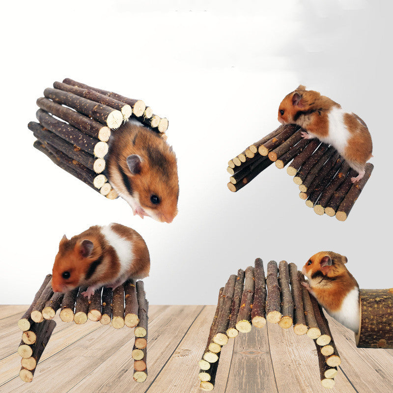 Apple-Wood Arch Bridge for Small Pets — 3 Sizes