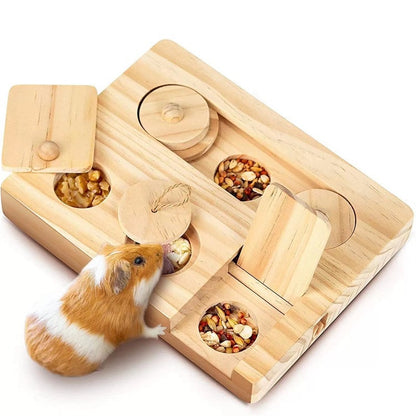 Wooden Treat-Hunt Foraging Board for Hamsters