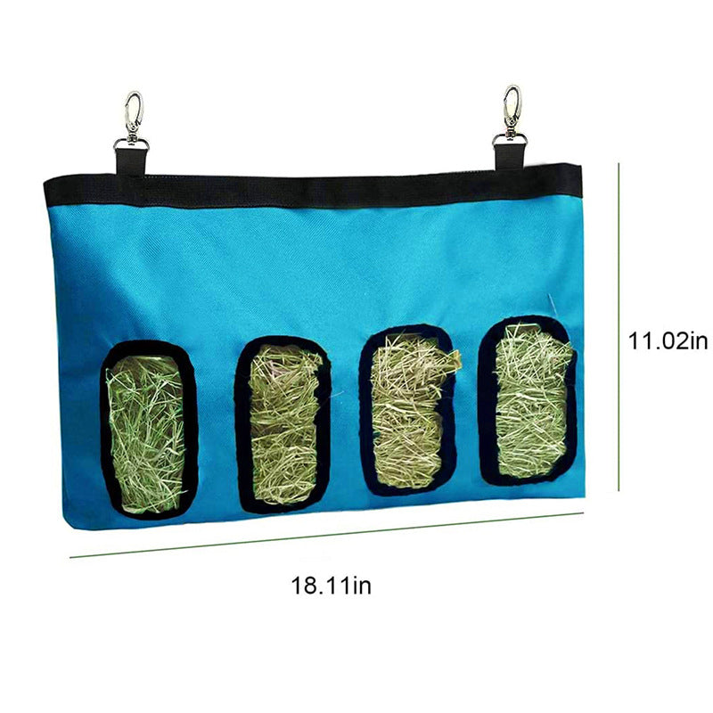 Blue hay feeder bag, 4 holes