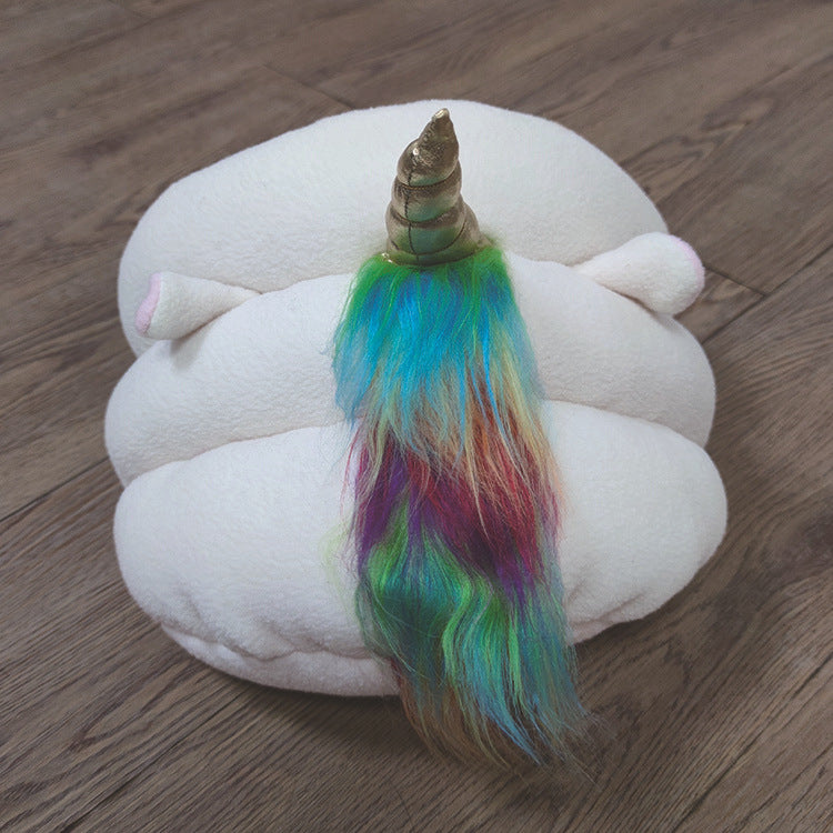Plush Cave Bed for Small Pets — Unicorn