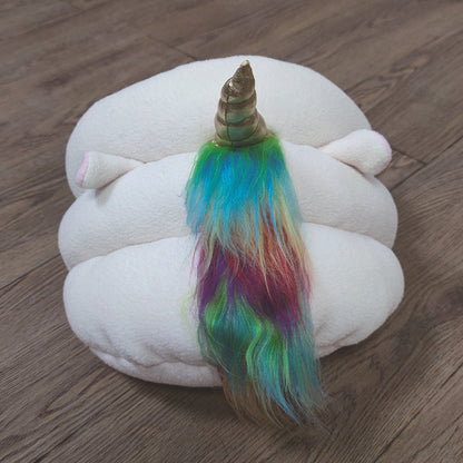 Plush Cave Bed for Small Pets — Unicorn