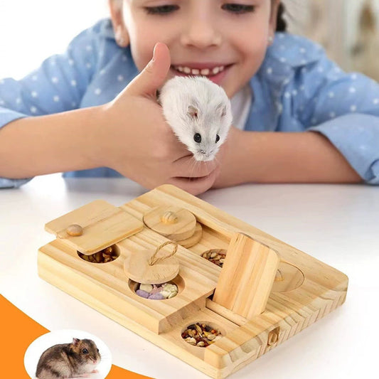 Wooden Treat-Hunt Foraging Board for Hamsters