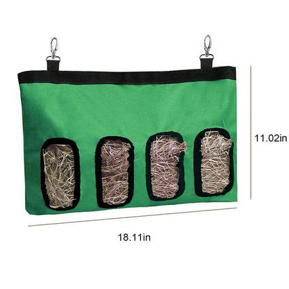 Green hay feeder bag, 4 holes