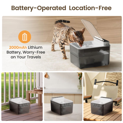 Battery-powered fountain placed anywhere