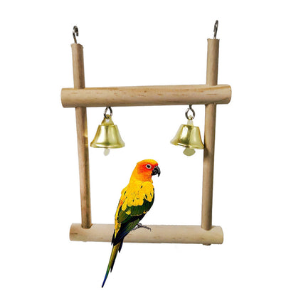 Natural Wood Bird Swing with Bells