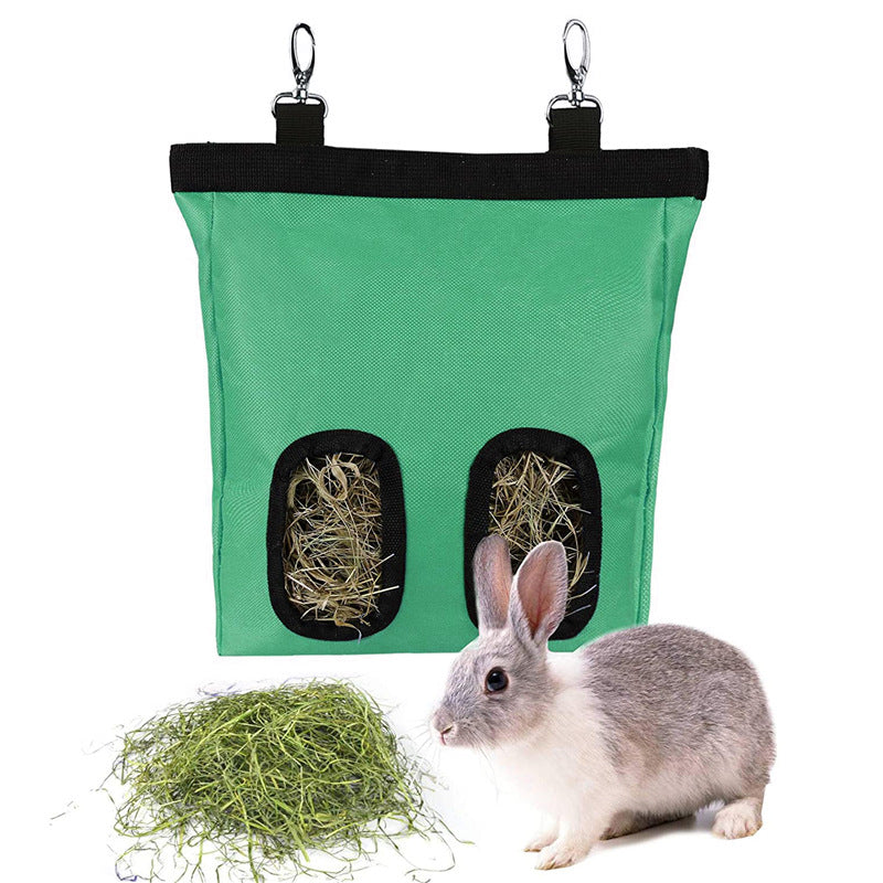 Green hay feeder bag, 2 holes