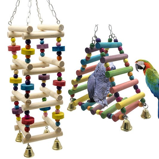 Wooden bird swing stand