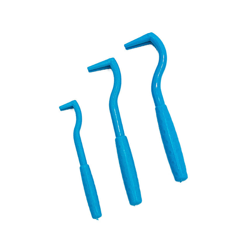 Three tick hooks, blue