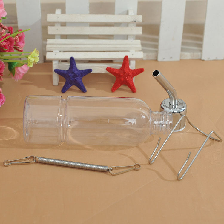 Small pet water bottle with bracket