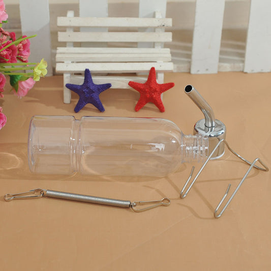 Small pet water bottle with bracket