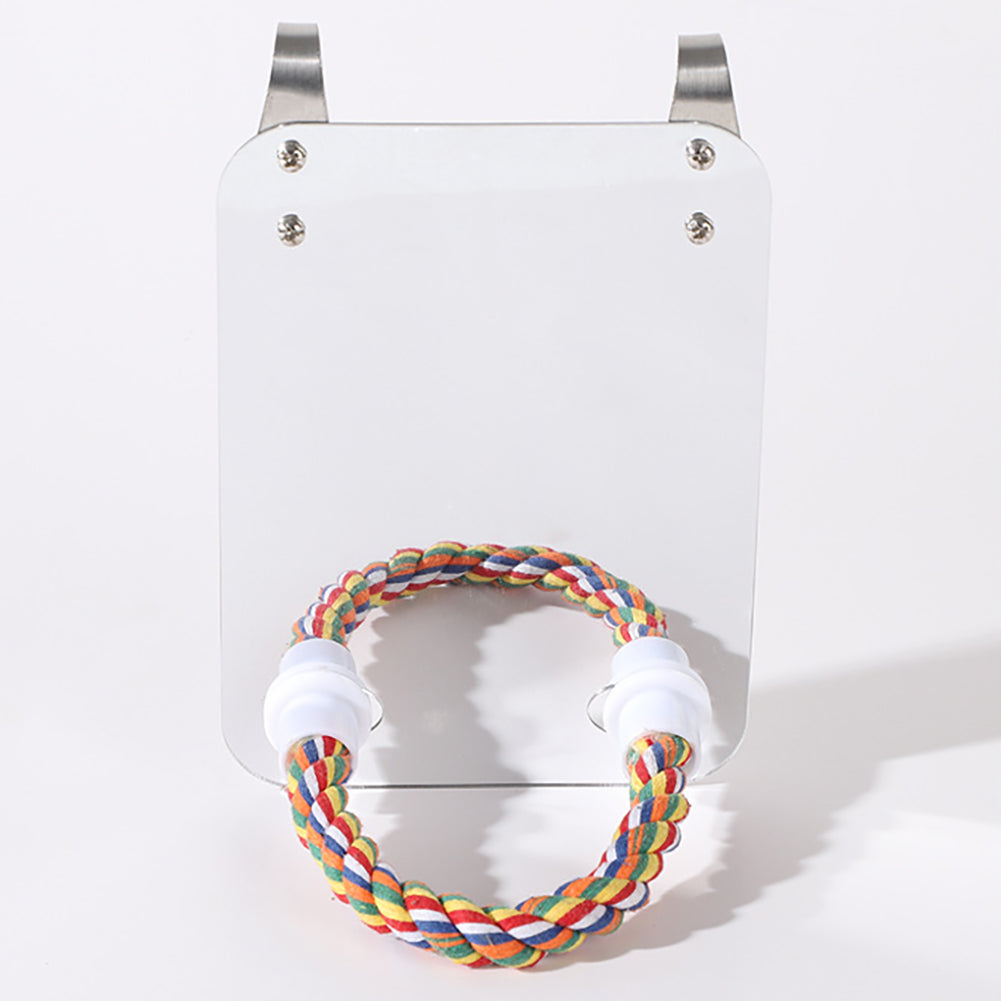 Acrylic Bird Mirror with Rope Perch