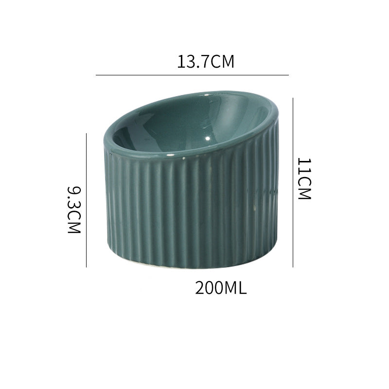 Elevated Tilted Ceramic Cat Bowl
