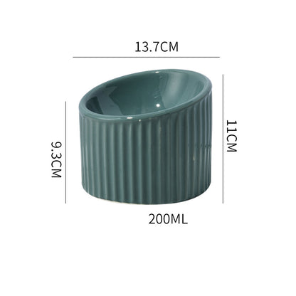 Elevated Tilted Ceramic Cat Bowl