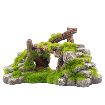 Moss-look rock in a fish tank
