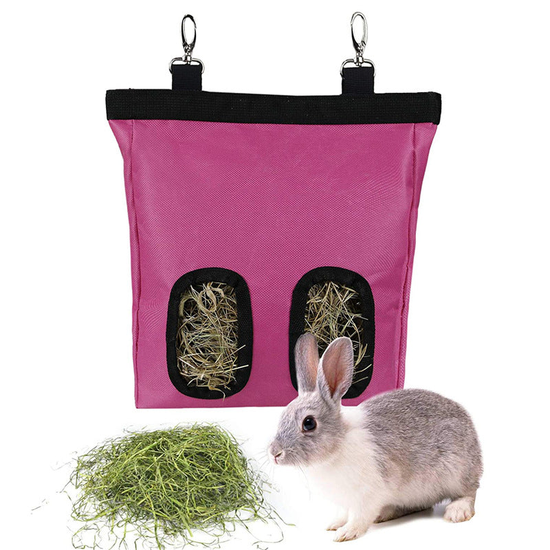 Rose red hay feeder bag, 2 holes