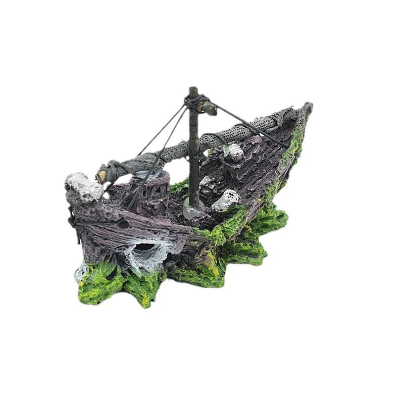 Sunken Fishing Boat Aquarium Ornament